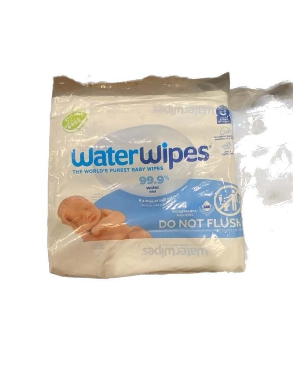 WaterWipes Plastic-Free Original Sensitive Baby Wipes 240 Count (4 Packs of 60)